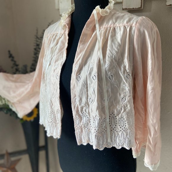 VINTAGE 70's Miss Dior Pale Pink and Cream Intimate Cover Up S - Picture 1 of 7